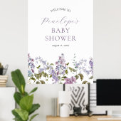 Lila en Lavender Flowers Baby shower Welkom Poster (Thuiskantoor)