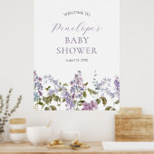Lila en Lavender Flowers Baby shower Welkom Poster (Keuken)