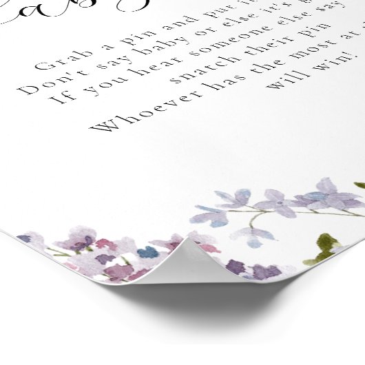 Lila en Lavender Zeg niet dat het Baby Spel Teken Poster (Hoek)