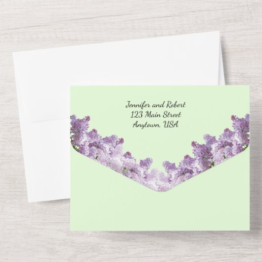 Lila en lichte salie all in one uitnodiging (Achterkant)