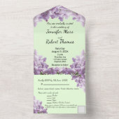 Lila en lichte salie all in one uitnodiging (Binnen)