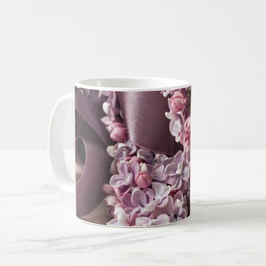 Lila en lint koffiegebonden Mok (Voorkant links)