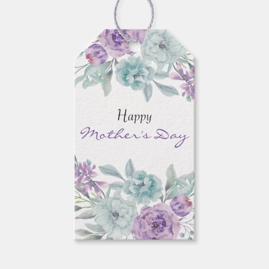 Lila en Mint Floral | Moederdag Cadeau Label Cadeaulabel (Voorkant)