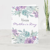 Lila en Mint Floral| Persoonlijke Moederdag Kaart (Voorkant)