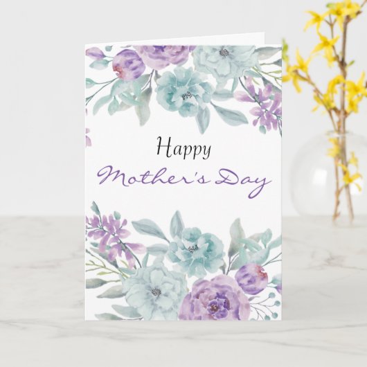 Lila en Mint Floral| Persoonlijke Moederdag Kaart (Gele Bloem)