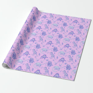 Lila en Paarse Dinosaurus Gift Wrap Cadeaupapier