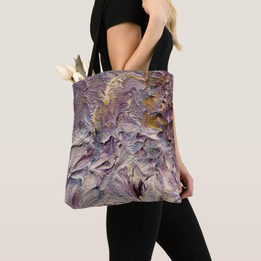 Lila en paarse funky abstracte kunsttas tote bag (Dichtbij)