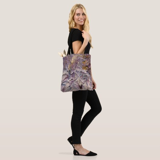Lila en paarse funky abstracte kunsttas tote bag (Op model)