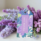 Lila en Paarse Pastel Bloemen Huwelijksgunst Cadeaulabel