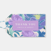 Lila en Paarse Pastel Bloemen Huwelijksgunst Cadeaulabel (Achterkant Horizontaal)