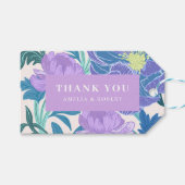 Lila en Paarse Pastel Bloemen Huwelijksgunst Cadeaulabel (Voorkant (Horizontaal))