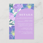 Lila en Paarse Pastel Bloemen Trouwdetails Informatiekaartje (Voorkant)