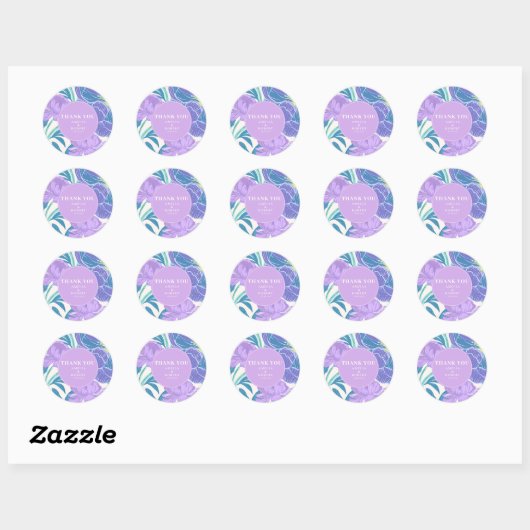 Lila en Paarse pastel bloemenbruiloft Ronde Sticker (Vel)