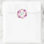 Lila en Paarse Waterverf Bloemen Dank u Ronde Sticker (Tas)