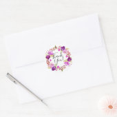 Lila en Paarse Waterverf Bloemen Dank u Ronde Sticker (Envelop)