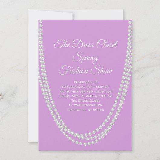 Lila en Pearls de Uitnodiging van het Show van de  (Voorkant)