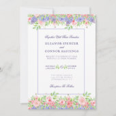 Lila en Peoney-verfijnde huwelijksuitnodiging Kaart (Voorkant)