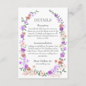 Lila en perzik Roos tuin wijnstok bruiloft details Informatiekaartje (Voorkant)