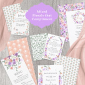 Lila en perzik Rose boeket dinermenu Kaart