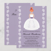 Lila en plum Redhead Bridal Shower Invitations Kaart (Voorkant / Achterkant)