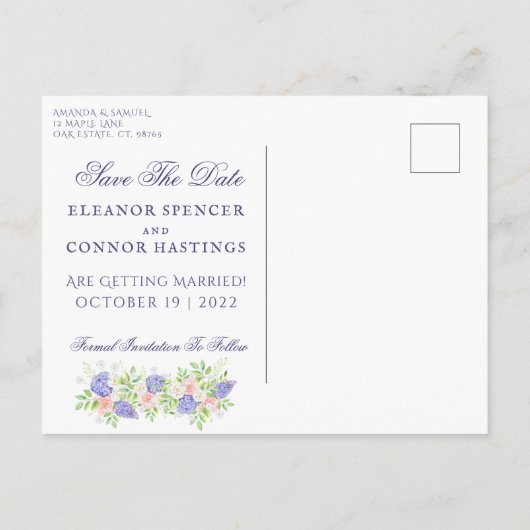 Lila en pony Sophisticated Wedding Invitation Aankondigingskaart (Achterkant)