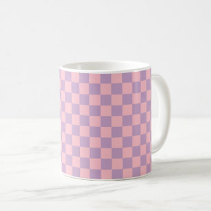 Lila en roze dambordpatroon koffiemok