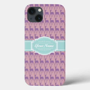 Lila en Roze Deer, Gepersonaliseerde Naam Mint Case-Mate iPhone Case