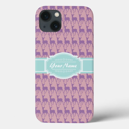 Lila en Roze Deer, Gepersonaliseerde Naam Mint Case-Mate iPhone Case (Achterkant)