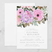 Lila en roze Floral Bouquet Boho Wedding Kaart (Voorkant / Achterkant)