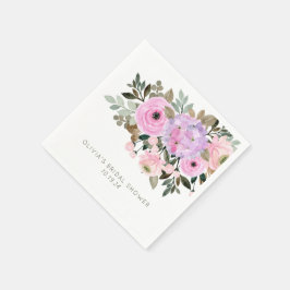 Lila en Roze Floral Bouquet Vrijgezellenfeest Aang Servet