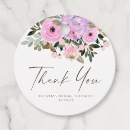 Lila en Roze Floral Bouquet Vrijgezellenfeest Bedankjes Labels