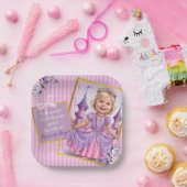Lila en roze prinses 6e verjaardag papieren bordje (Feest)