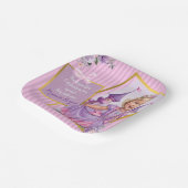 Lila en roze prinses 6e verjaardag papieren bordje (Gebogen)