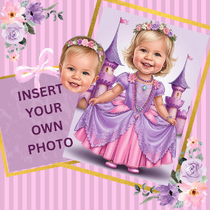 Lila en roze prinses 6e verjaardag papieren bordje