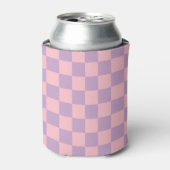 Lila en roze schaakbord blikjeskoeler (Blikje Voorkant)