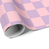 Lila en roze schaakbord cadeaupapier (Rol Hoek)