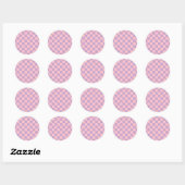 Lila en roze schaakbord ronde sticker (Vel)