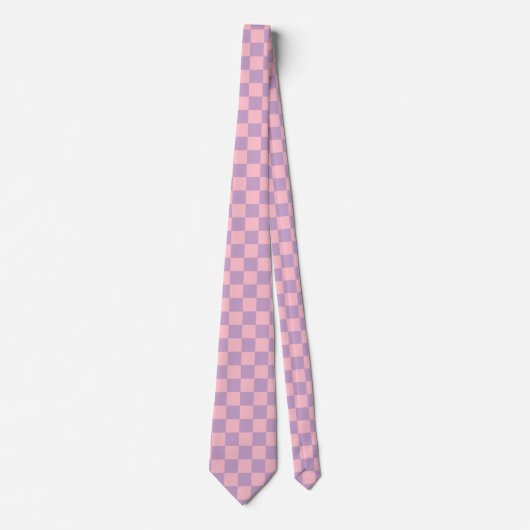 Lila en roze schaakbord stropdas (Voorkant)