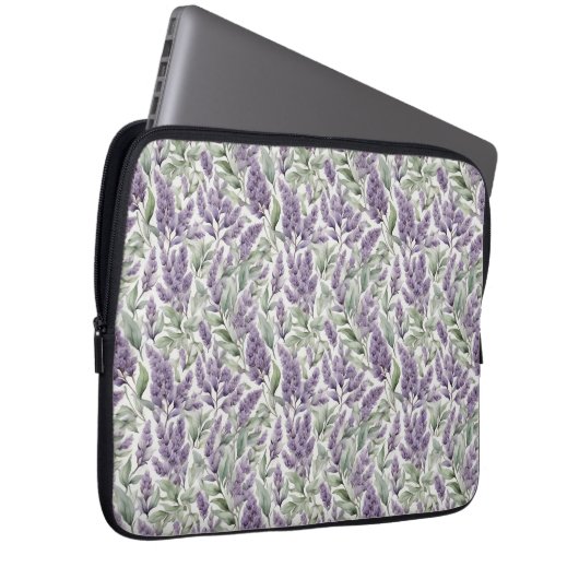 Lila en Sage bloemendecoupage Laptop Sleeve (Voorkant Rechts)