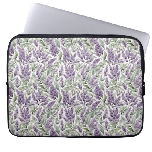 Lila en Sage bloemendecoupage Laptop Sleeve (Voorkant)