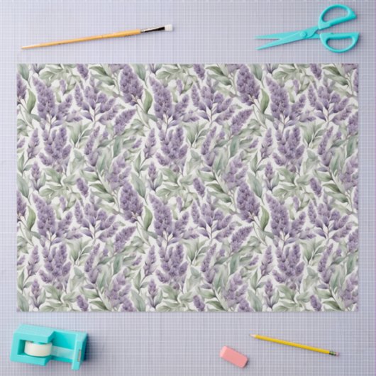 Lila en Sage bloemendecoupage Tissuepapier (Craft)