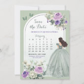 Lila en Sage Green Quince Calendar Sla de datum op Kaart (Voorkant)