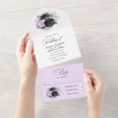 Lila en steenkoolbloemen die allemaal in één keer all in one uitnodiging (Afscheurbaar)