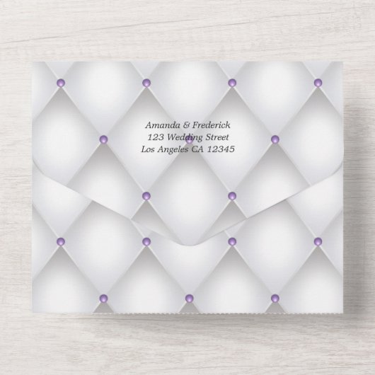 Lila en steenkoolbloemen die allemaal in één keer all in one uitnodiging (Achterkant)