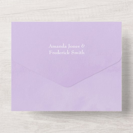 Lila en steenkoolzaadjes all in one uitnodiging (Achterkant)