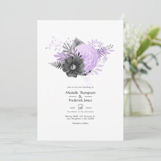 Lila en steenkoolzaadjes kaart (Staand voorkant)