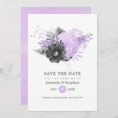 Lila en steenkoolzaadjes save the date (Voorkant / Achterkant)