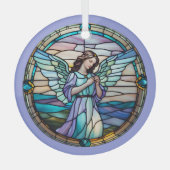 Lila en turquoise engel bevlekt glas ornament (Voorkant)
