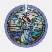 Lila en turquoise engel bevlekt glas ornament (Achterkant)