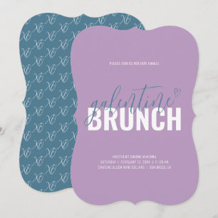 Lila en Turquoise Galentine Brunch Uitnodiging